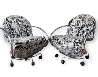 Pair of Verner Panton for Fritz Hansen system 1-2-3 zebra print chairs