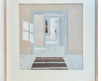 Carol Mothner  b 1943- American interior scene Distant Rooms dated 1989