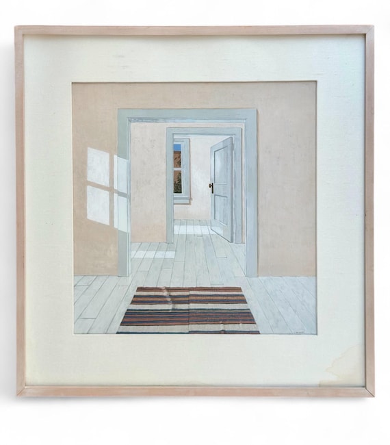 Carol Mothner  b 1943- American interior scene Distant Rooms dated 1989