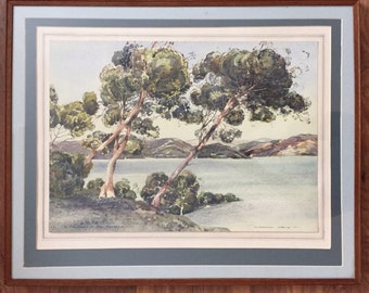 In the heart of the Trossachs by Donald Greig (1916-2009) RA FRSA large watercolour framed and glazed