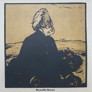 Sir William Nicholson lithograph of Danish writer Henrik Ibsen circa 1902