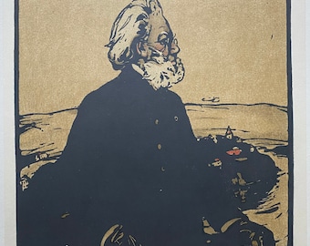 Sir William Nicholson lithograph of Danish writer Henrik Ibsen circa 1902