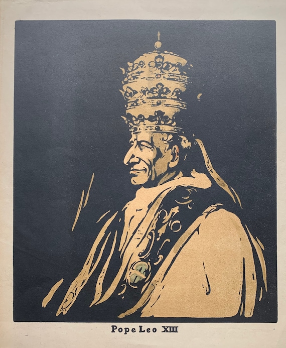 Pope Leo XIII, Sir William Nicholson woodcut print circa 1902