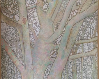 Ben Sunlight (1935-2002) The Tree Wales nr. 1 olieverf op doek modern Brits