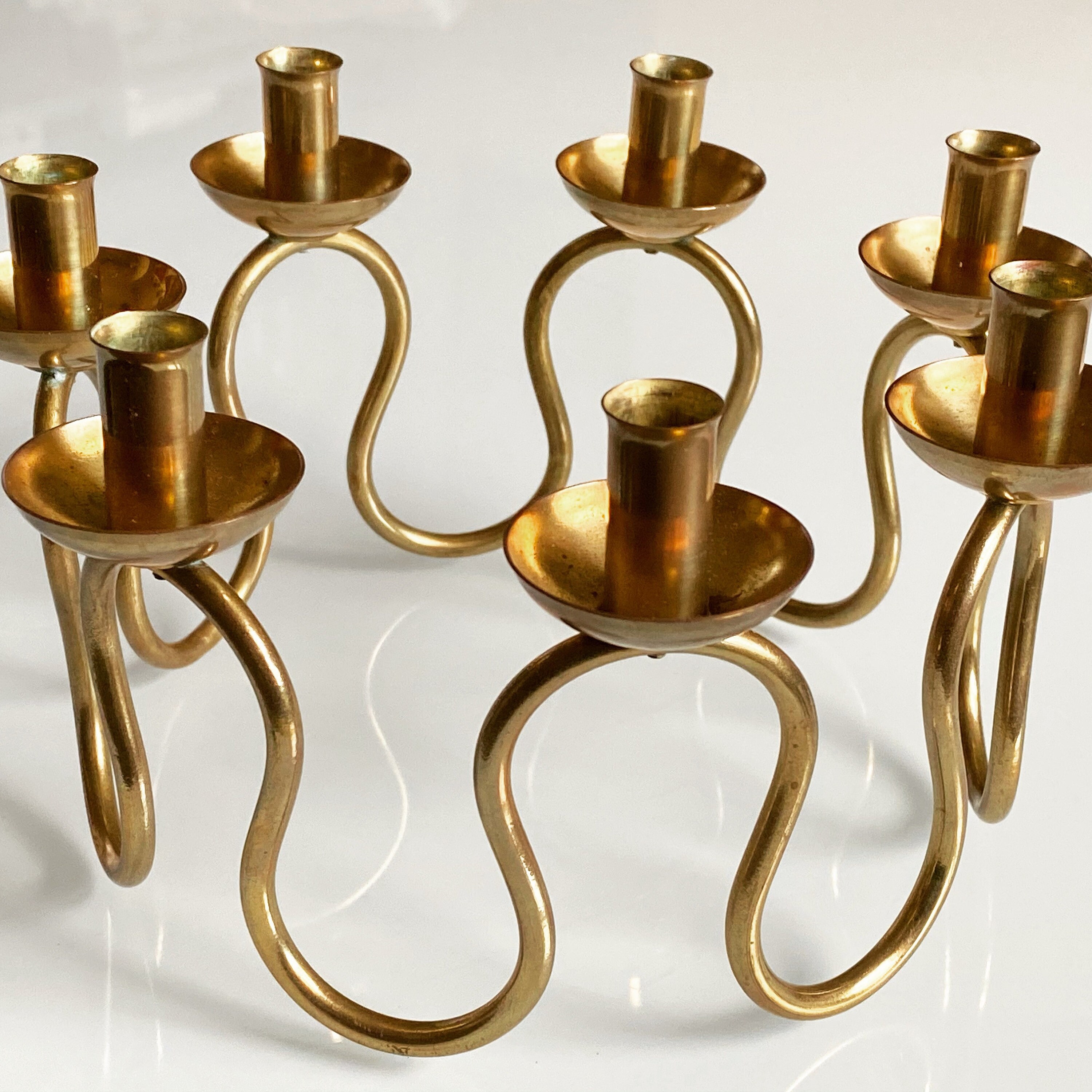 Vintage Swedish Brass Candelabra By Lars Holmström for Svenskt Tenn