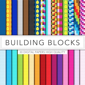 Building Blocks Digital Paper: 30 Brick Papers for Scrapbooking (Digital Download)