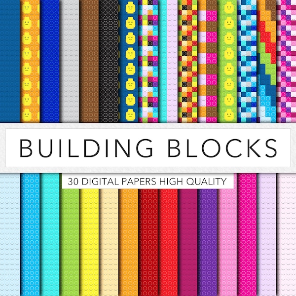 Building Blocks digital paper, brick papers, scrapbook, background, texture, Build it, Toy Blocks printable party, LEG001