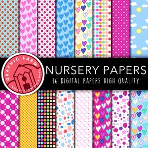Nursery digital paper, kids papers, scrapbooking, background, texture, pattern, children, printable party, nursery decoration PP001
