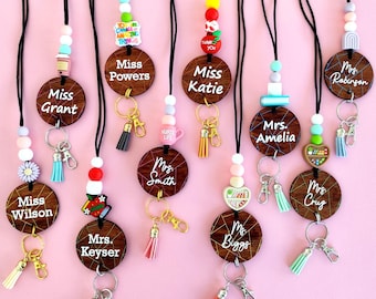 Personalized Teacher Gift, Badge Holder, Lanyard for ID Badges and Keys, Back to School Gift, Cute Staff Accessory, Custom Appreciation Gift
