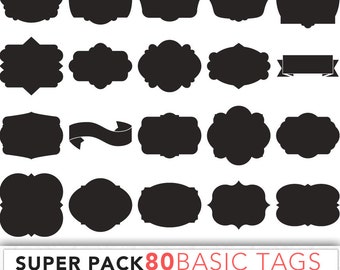 Super pack 80 basic Tags, Digital labels,printable labels,digital frames,digital tags,frames clipart, instant download
