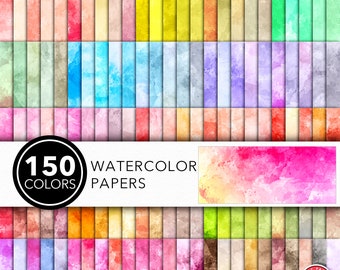 150 Watercolor digital papers MEGA BUNDLE, Watercolor digital paper, Bundle digital papers, Ephemera Pack, Ephemera Printable, Watercolor