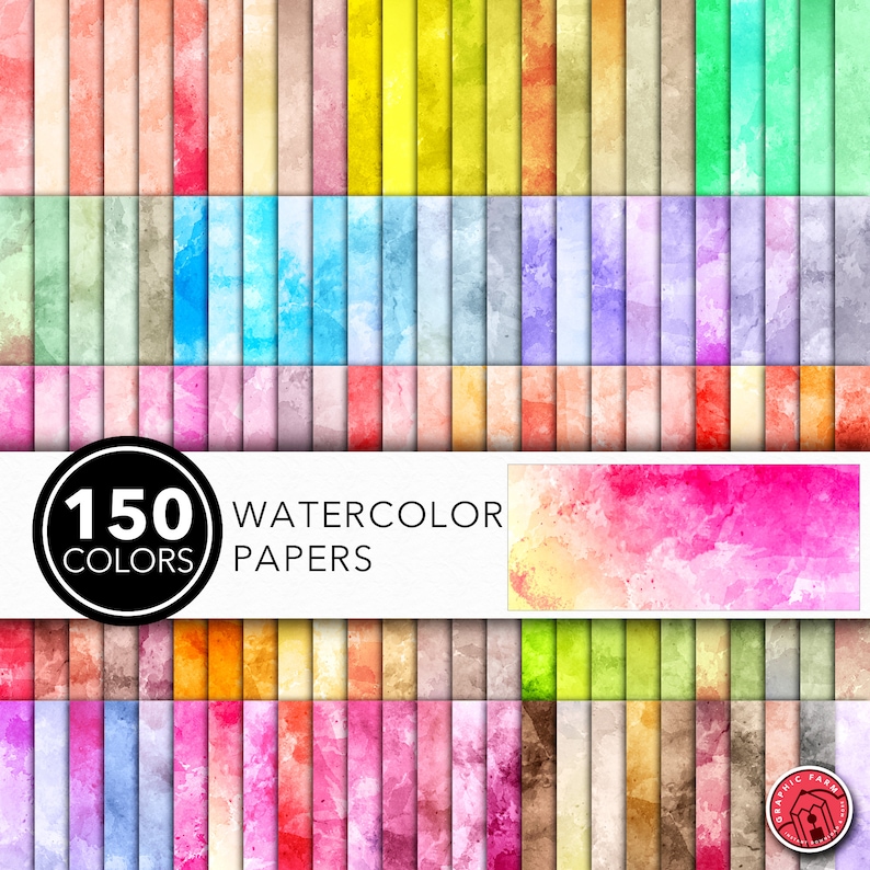 150 Watercolor Digital Papers MEGA BUNDLE Watercolor Digital Etsy