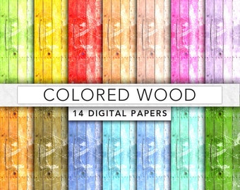 Digitaal houtpapier, gekleurd digitaal houtpapier, houten achtergrond, houtstructuur, digitaal hout - WD001