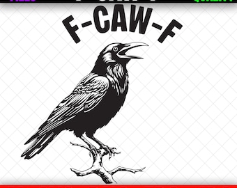 Edgy “F-Caw-F” Crow and Skull Digital Art • SVG, PNG • Dark Gothic and Halloween Print Design
