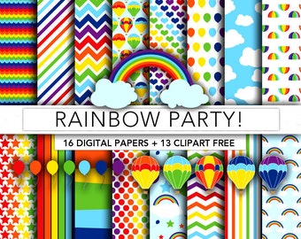 Rainbow digital paper,rainbow clipart,scrapbook,background,texture,commercial use,instant download, RW001