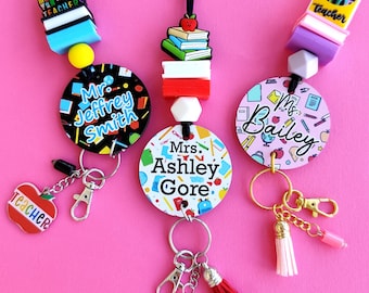 Personalized Teacher Lanyard: Silicone Beads, Custom Name & Tassel