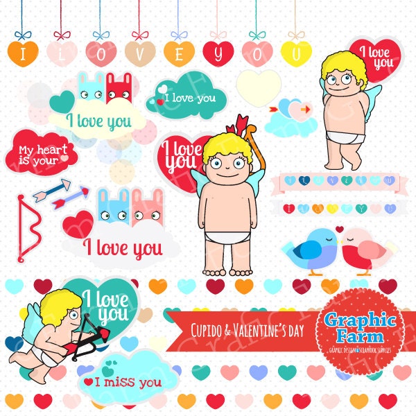 Cupido e valentines day,clipart,vector graphics,digital clipart  - CL001