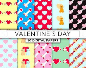 valentines digital paper, hearts paper, rokets background,sweet patterns,love texture- SV001