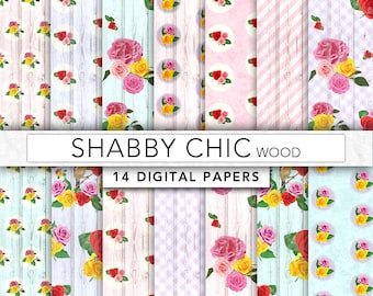 Wood Shabby Chic digital paper "Wood roses digital paper",floral digital paper,wedding paper,wood paper - SC002