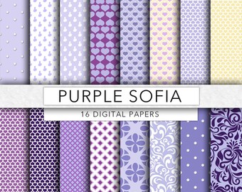 Purple Sofia digital paper,Purple Sofia paper,Sofia, scrapbook, background,texture,printable party STF001