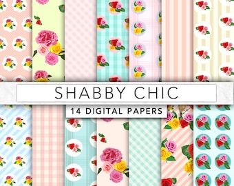 Shabby Chic digital paper ,floral digital paper,pink digital paper,roses digital paper,vintage paper,wedding paper - SC001