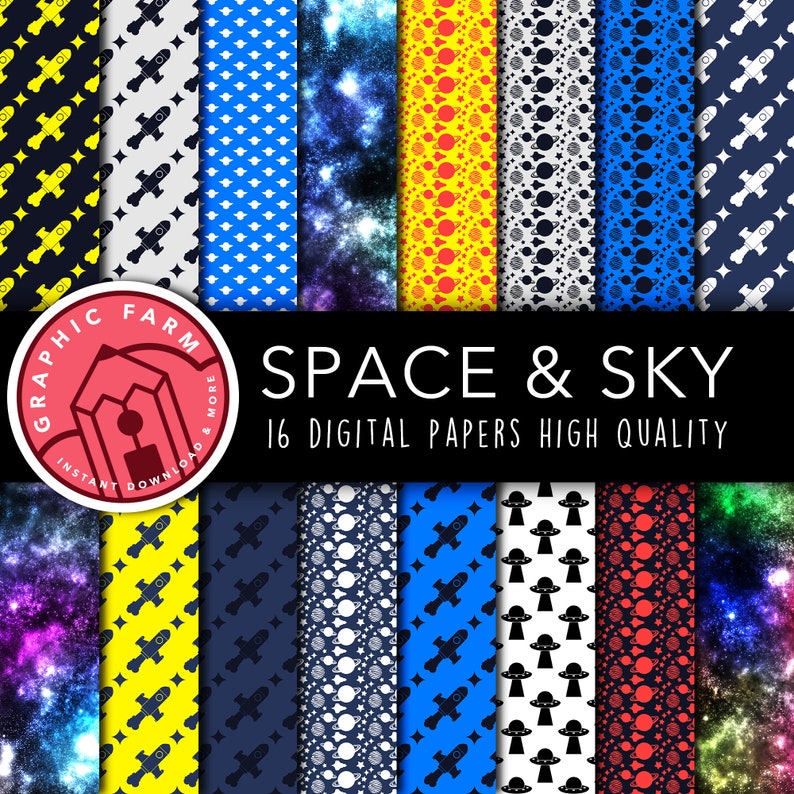 Space Digital Paper Sky Digital Papers Scrapbooking Stars Etsy