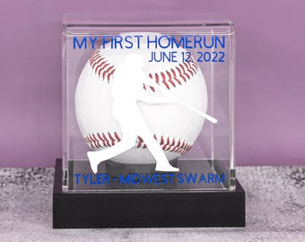 My First Home Run - Fully Customizable Baseball Display Case, Sports Memorabilia Display Case for Baseball