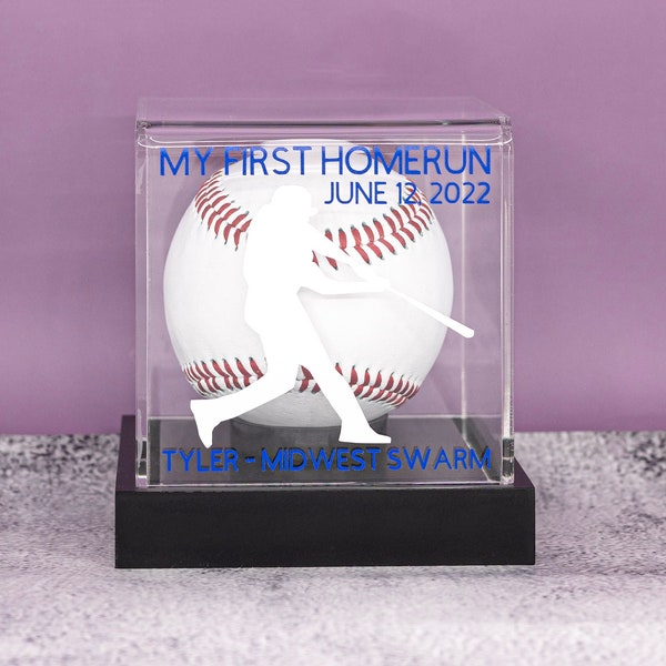 My First Home Run - Fully Customizable Baseball Display Case, Sports Memorabilia Display Case for Baseball