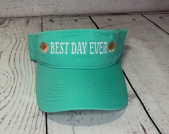 BEST DAY EVER with seashells Visor cotton twill    Mens Visor / Womens Visor