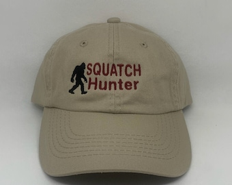 Sasquatch Bigfoot Embroidered Hat  Hiking Hat  Squatch Hunter   Keep on squatchin