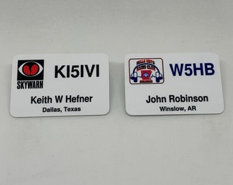Ham Radio Name Badge with Callsign /GMRS  Amateur Radio Custom Callsign Badge / Ham Radio Personalized Callsign Badge  /  SKYWARN Logo Badge