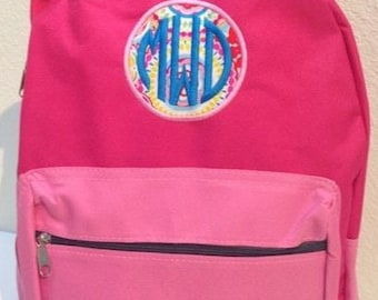 Pink Backpack monogrammed   Embroidered  Personalized   back to school