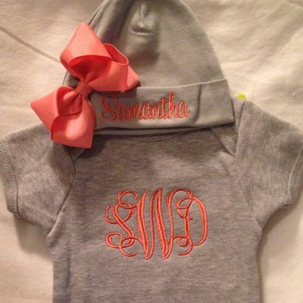 Personalized Embroidered Monogrammed Baby Outfit    One Piece Creeper Outfit    New Baby    Baby Shower gift     coming home baby outfit