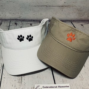 Visor with embroidered Paw Print   custom visor   mens visor   womens visor   dog prints   animal paw print