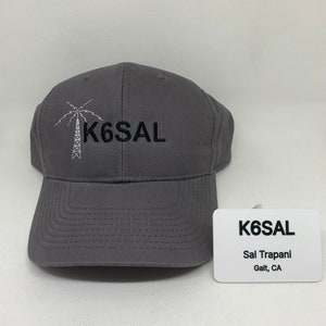 Ham Radio Callsign Hat AND Name Badge Set   /  amateur radio hat /   Fathers Day