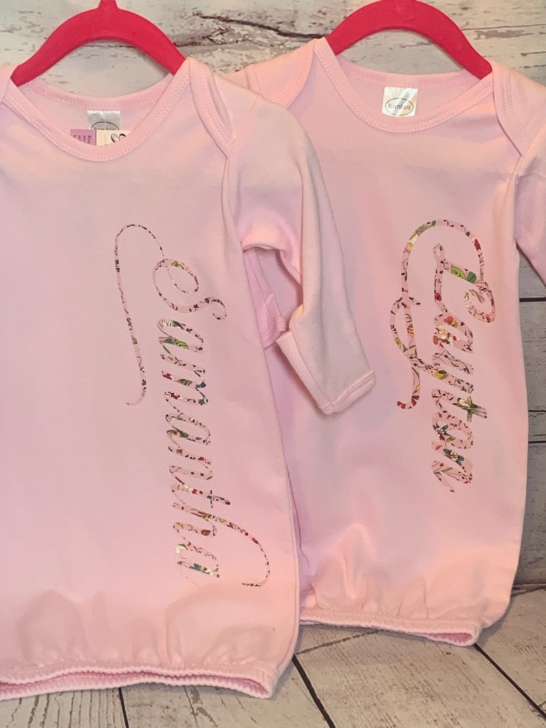 Baby Gown With Name Baby Shower Gift Idea Baby Coming Home Etsy