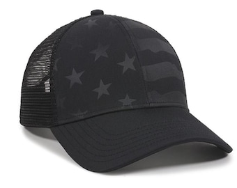 Ham Radio Patriotic Hat with custom text   baseball mesh-back hat  embossed   custom embroidered hats