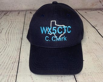 Ham Radio Callsign hat Name State Outline Hat  amateur radio  Custom Embroidery  amateur radio hat