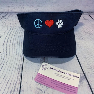 VISOR peace love paw print Embroidered Mini Designs