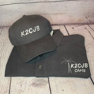 COMBO Ham Radio Shirt Hat     Ham Radio COMBO       Amateur Radio   Callsign Hats     embroidered    personalized polo shirt