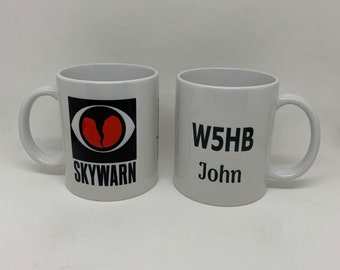 SKYWARN Coffee Cup   Custom Call Sign Cup ceramic coffee cup   ham radio callsign   Amateur Radio   Personalized Cups