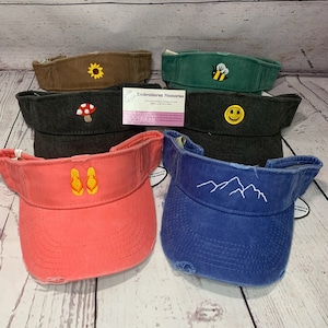 VISOR with Embroidered Mini Design   distressed visors    vacation custom visor  men visor  women visor