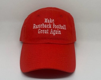 Make Razorback football Great Again Hat    embroidered hat   custom embroidery   Arkansas football   Razorbacks    Make Great Again hat