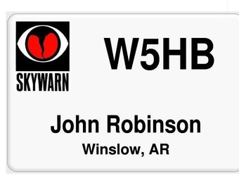 Name Badge SKYWARN logo with Callsign / GMRS.    Amateur Radio Badge / Ham Radio Personalized Callsign Badge  /  Logo Badge