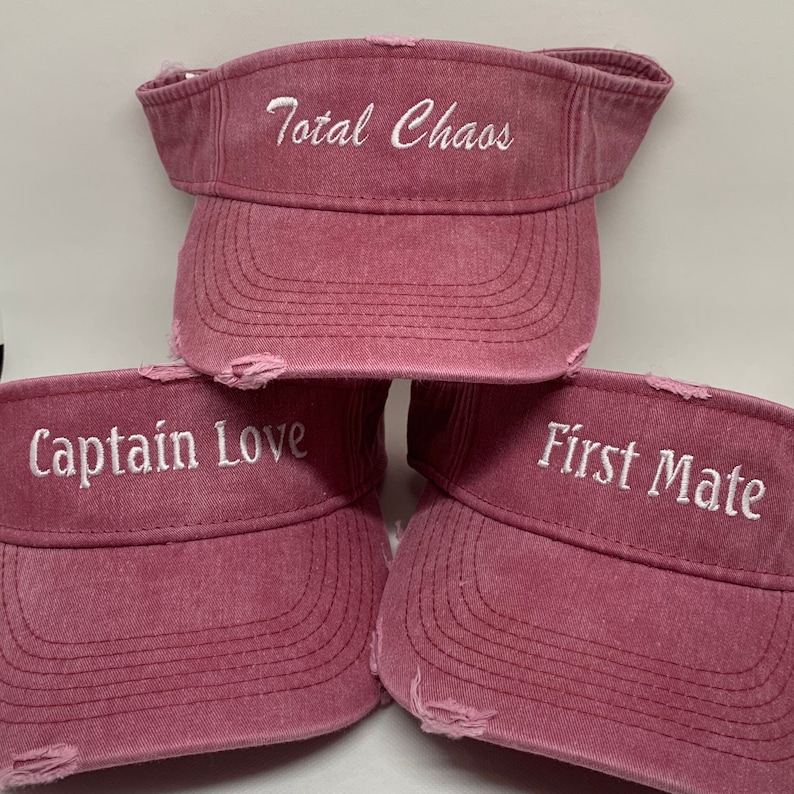 Custom Text Distressed VISORS Embroidered Visor Monogrammed Personalized visors personalized gift Mothers Day gift image 4