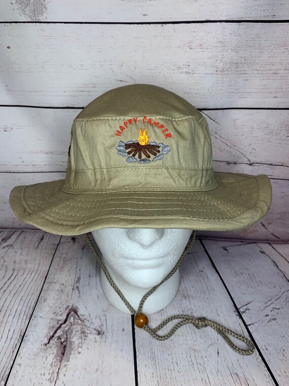 Boonie Hat with Embroidered Happy Camper Aussie Hat Personalized Hat / Custom Text / Custom Embroidery