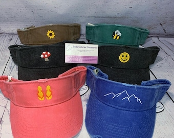 Embroidered Mini Design on distressed visors    vacation custom visor  men visor  women visor