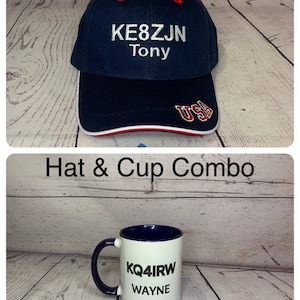 Cup and Ham Radio Callsign Hat Combo      Ham Radio Hats      Fathers Day   Amateur Radio. Ham Radio callsign