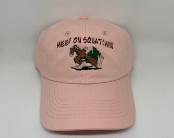 Sasquatch Bigfoot hat  Keep On Squatchin    Embroidered     hiking gift