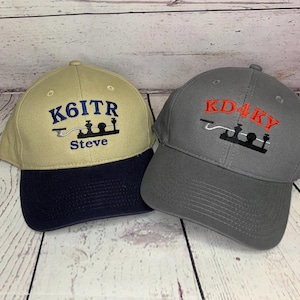 Ham Radio callsign hat CW KEY  Amateur Radio    Ham Radio Hats    Fathers Day    Custom Embroidery  Dad Hats    Morse Code hat